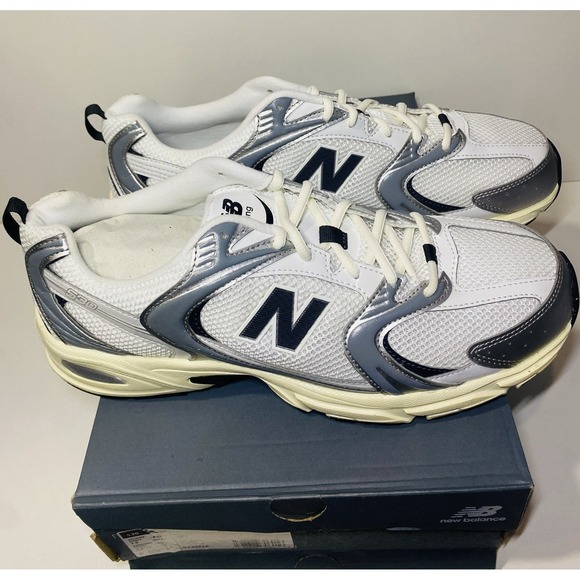 New Balance 530 Silver Metallic Black Cement U530ESA Size 13 Men White Mesh main image 2